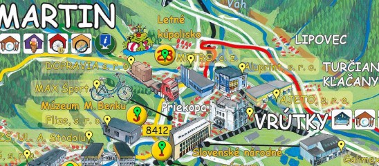 Detská maľovaná cyklomapa Turiec a Kremnicko